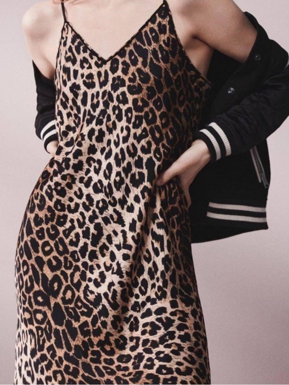 All Saints Leopard Print Slip Dress - Tan & Black